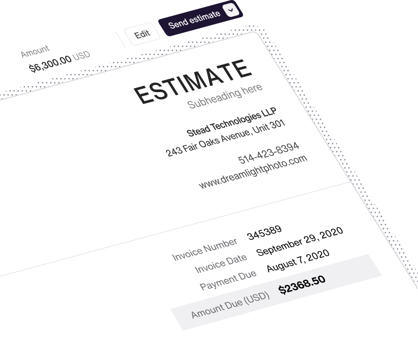 Estimate creation interface